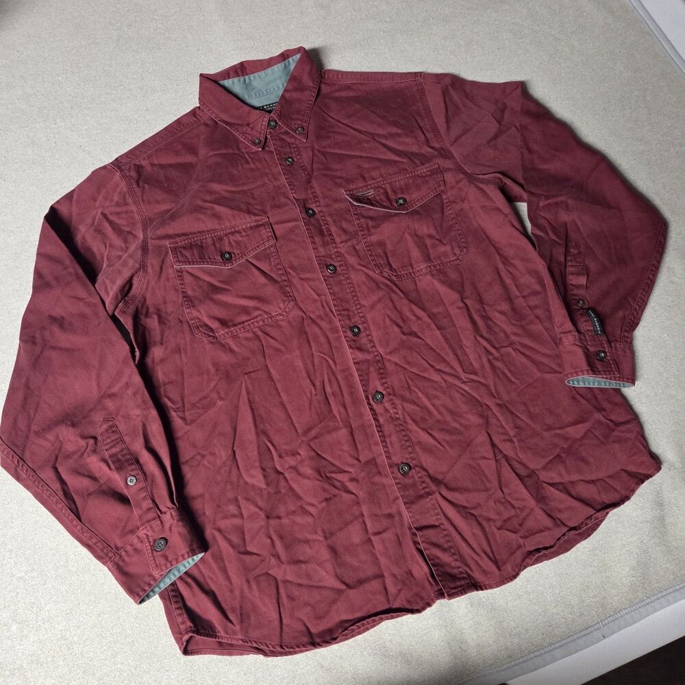 Royal Robbins Button Down Shirt Mens Large Maroon Burgundy Gorpcore Outdoor Vtg